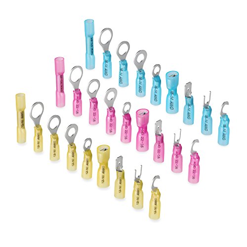 Kuject 300PCS Butt Connector Kit, Waterproof Electrical Crimp Wire Terminals, Include Ring Terminals (Copper Lugs), Spade Connectors, Hooks, Forks, Quick Disconnect Terminals for Automotive, Marine