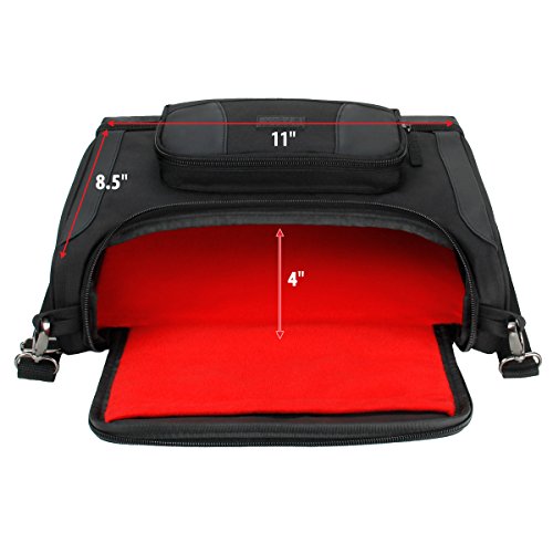 Mini Projector Case Travel Carrying Bag with Adjustable Dividers & Accessory Pockets by USA Gear - S7 Pro (Red) fits Small Portable Projectors from DBPOWER, TENKER, DR.J, GooDee, AEHR, FUNAVO, more