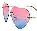 FreshGadgetz Women's Heart Shaped Rimless Sunglasses Pink to Blue Gradient Lens Unique Tortoise Arms AS-36