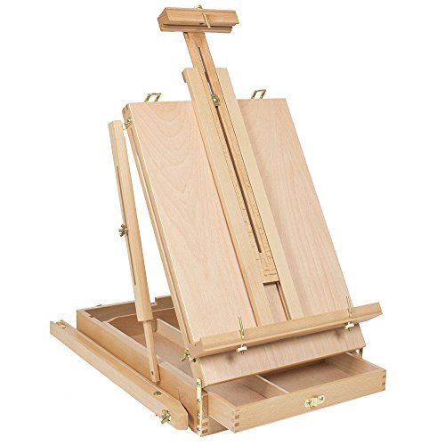 image for Kuyal Wooden Easel & Painting Storage Box with Drawer,Shoulder Strap,I