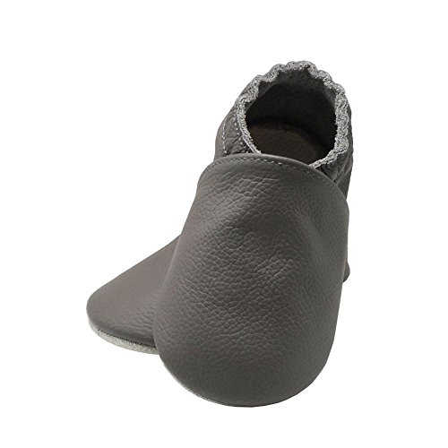 Yang Baby Boys Girls Shoes Crawling Slipper Toddler Infant Soft Leather First Walking Moccs(Grey,12-18 Months)