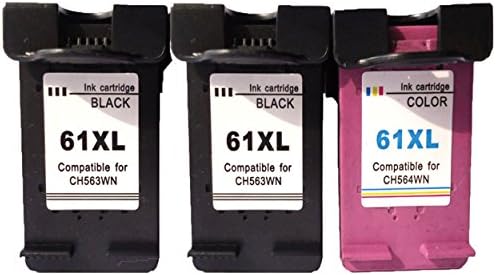 Remanufactured Ink Cartridge Replacement for HP 61XL Ink Cartridge black &amp; color CH563WN CH564WN ( 2 Black, 1 Tri Color , 3-Pack ) compatible for HP Deskjet 1000 1050 1510 3050; ENVY 4500 5530