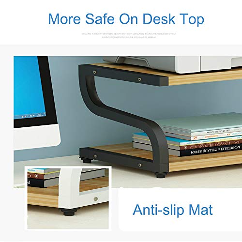 PUNCIA Office Desktop Laser Multifunction Printer Copier Scanner Shelf Stand Rack with Anti - Skid Pads for Desktop Organizer Storage Shelf Double Tier Tray for Microwave Oven Potted Plants (Black)