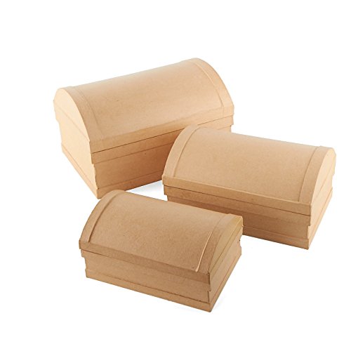 Factory Direct Craft Assorted Size Unfinished Paper Mache Treasure Boxes - 3 Boxes