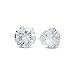 Men's Sterling Silver Round Cut Clear Simulated Diamond 12mm Large CZ Stud Earrings + Cleaning Cloth