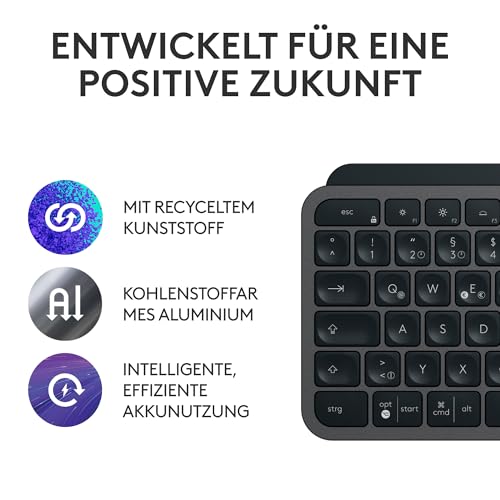 Logitech MX Keys S Combo: Leistungsstarke kabellose Tastatur und Maus mit Handablage,Customizable Illumination, Fast Scrolling,Bluetooth, für Windows/Linux/Chrome/Mac- Graphit, Deutsches QWERTZ-Layout 10