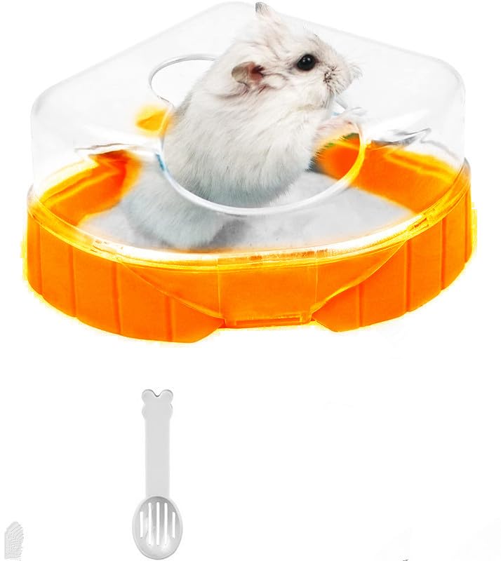Hamster Sand Bath Cage Hamster for Syrian Hamster Gerbil Small Animal Bathtub with Sand Shovel for Gerbil Dwarf Hamster and Small Rodent（orange）