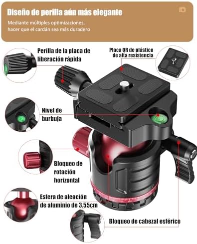 Trípode Profesional 188 cm con Cabezal de Bola 360°