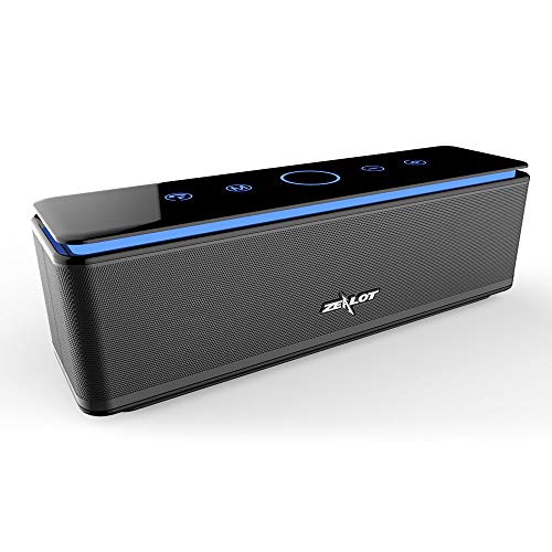 Enceinte Bluetooth Portable, Batterie Externe 10000mAh 26W 4 Haut-Parleurs 24 Heures d’Autonomie Subwoofer Basses Puissantes Contrôle Tactile AUX/Micro Carte SD/TF/Microphone-Noir