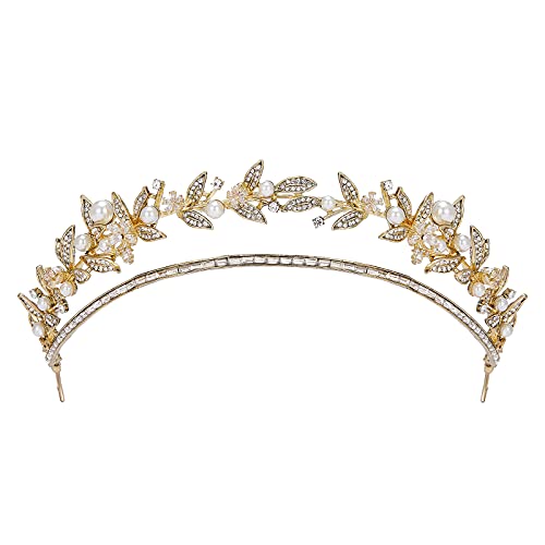 SWEETV Wedding Tiara for Bride, Gold Tiaras and Crowns for Women