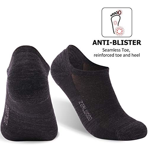 ZEALWOOD Merino Wool No Show Socks Men Women Sports Socks Moisture