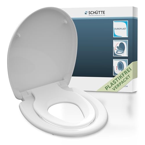 SCHUETTE Duroplast Family White Toilet Seat with Soft-Close Mechanism and Quick Release, Toilet Seat with Removable Child Seat, Maximum Load 175 kg, White