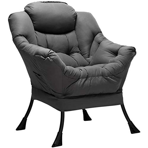 HollyHOME Armchair Accent Chair Lazy Chair Modern Fabric Relax Lounge Chair with Armrests Leisure Sofa Chair with Steel Frame, Dark Grey