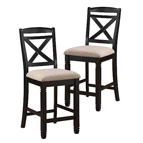 Homelegance Two-Tone Counter Height Chair (Set of 2), Black/Natural
