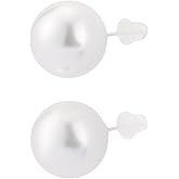 AOOVA S925 Sterling Silver Pearl Stud Earrings, 6mm White Crystal Pearls, Elegant Minimalist Design, Stamped for Women