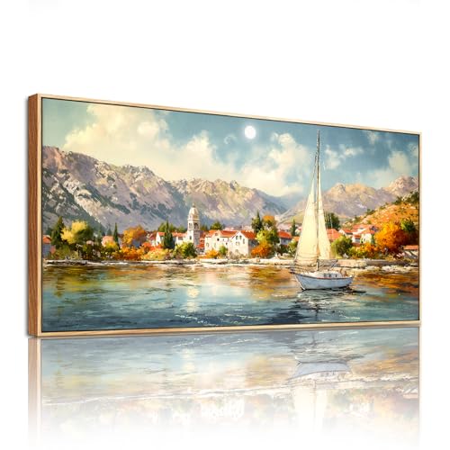 SERIMINO Modern Living Room Decoration Paintings, Large Frames for Decorative Canvas, Decorative Art Landscapes, Sailboat Paintings, Hallways Room, Bedrooms, Dining Room 73 x 146 cm