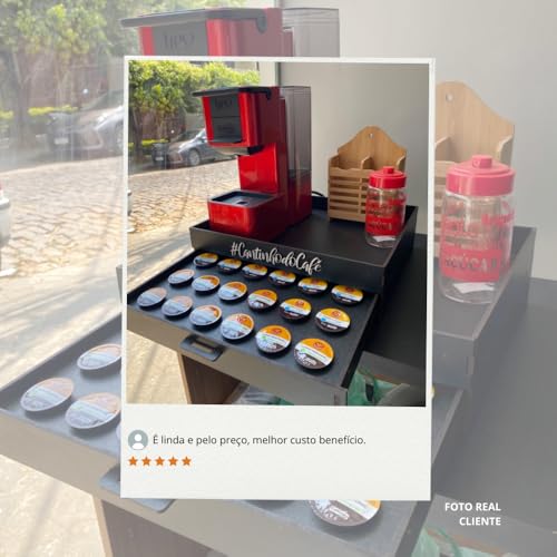 Melhor Porta-Cápsulas Bandeja Cantinho do Café Organizador Suporte Cafeteira Chá Servir - (Preto - 3 Corações)