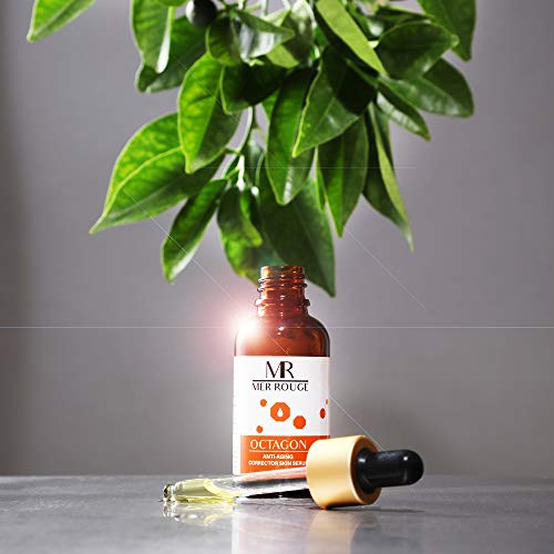 Anti-Aging Serum with Vitamin C, E, Ferulic Acid – Helps Strengthen, Brighten, Tighten, Smooth Skin Dark Spot Corrector for Face, Daily by Mer Rouge, 1 Fl. Oz.