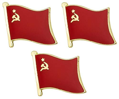 3 x USSR Soviet Union Communist Russia Flag Pin Badges