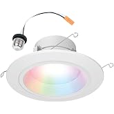 HALO RL LED Recessed Lighting 5/6 in Smart WiFi RGBWW Canless ceiling Light | Connected by WiZ Pro, Regressed, IC rated, AIR-TITE, wet rated 600 lm dimmable, white tunable 2200K-6500K +16M colors via app