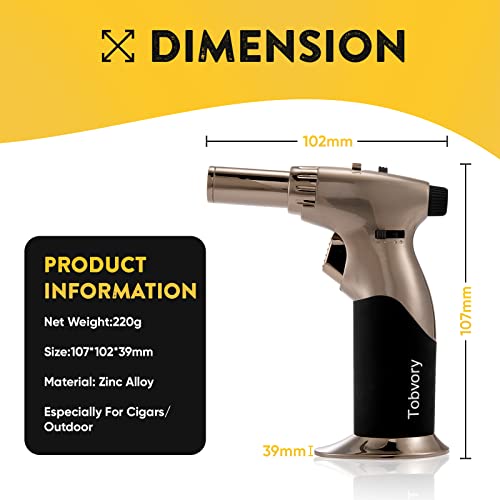 Tobvory Butane Torch Refillable Torch Lighter With Adjustable Flame, Dual Flame Style, Durable
