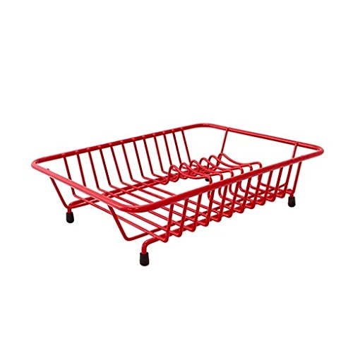 Delfinware 2020 RD Dish Drainer, Metal, Red, 31.5 x 25 x 8.5 cm