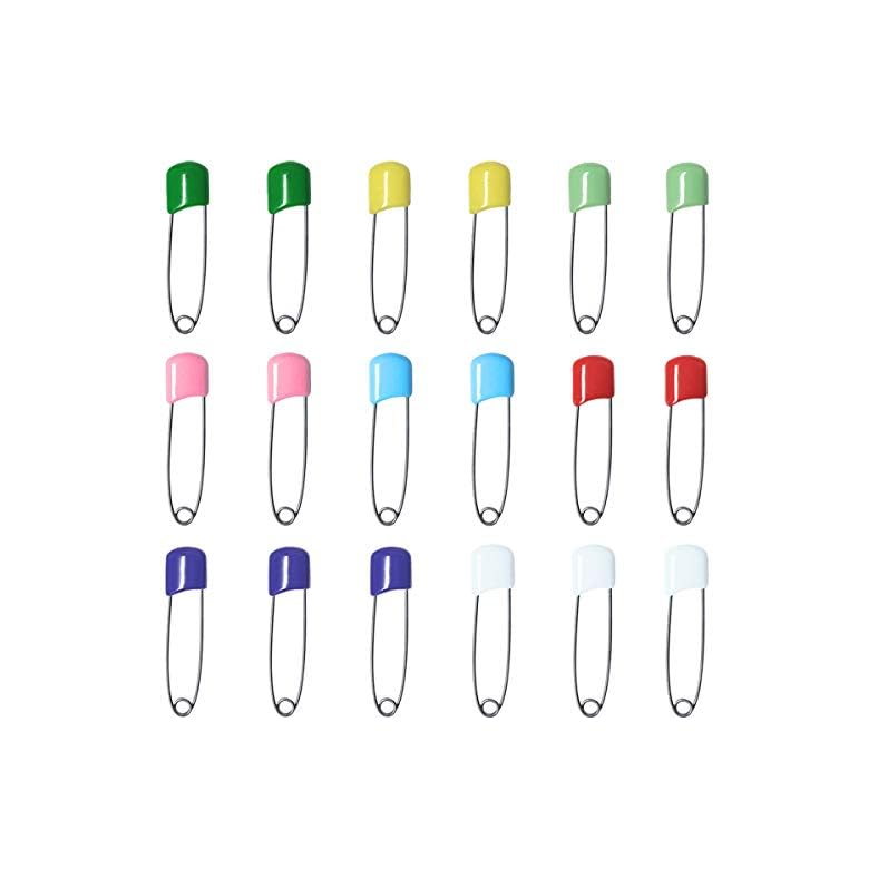 50 Pcs Diaper Pins, Plastic Head Safety Pin with Safe Locking Closures (Colorful)
