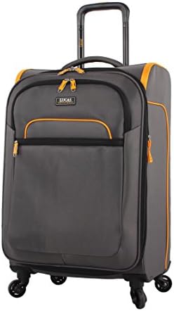Designer Luggage Collection - Expandable 24 Inch Softside Bag - Durable Mid-sized Ultra Lightweight Checked Suitcase with 4-Rolling Spinner Wheels (Air Cube Silver)