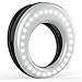 Auxiwa Clip On Ring Light for Camera [Rechargeable Battery] Selfie LED Camera Light with 36 LED for Smart Phone Camera, Round Shape, Black