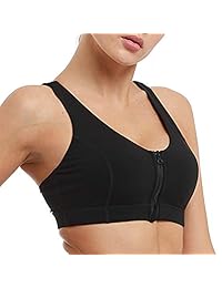 Hopgo - Sujetador deportivo con cremallera para mujer, sujetador con tirantes medianos de impacto