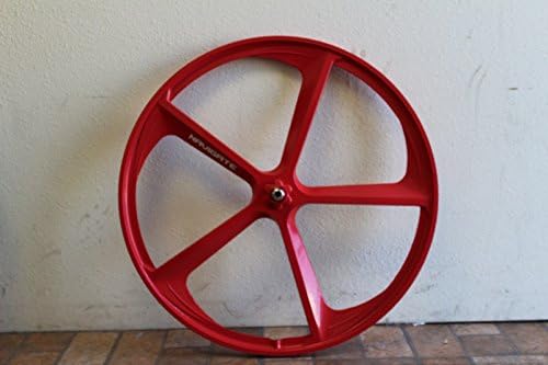 R4 Premium 700c 5-Spoke Mag Rim Single Speed Fixie Bicycle Wheel W/ Sealed Hub, Red Front