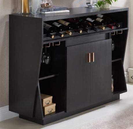 Amazon Com Sideboard Buffet Storage Cabinet Black Wood Angled