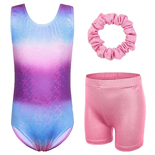 XFGIRLS Gymnastics Leotards for Girls Glitter Dancewear with Matching Shorts Set at Amazon