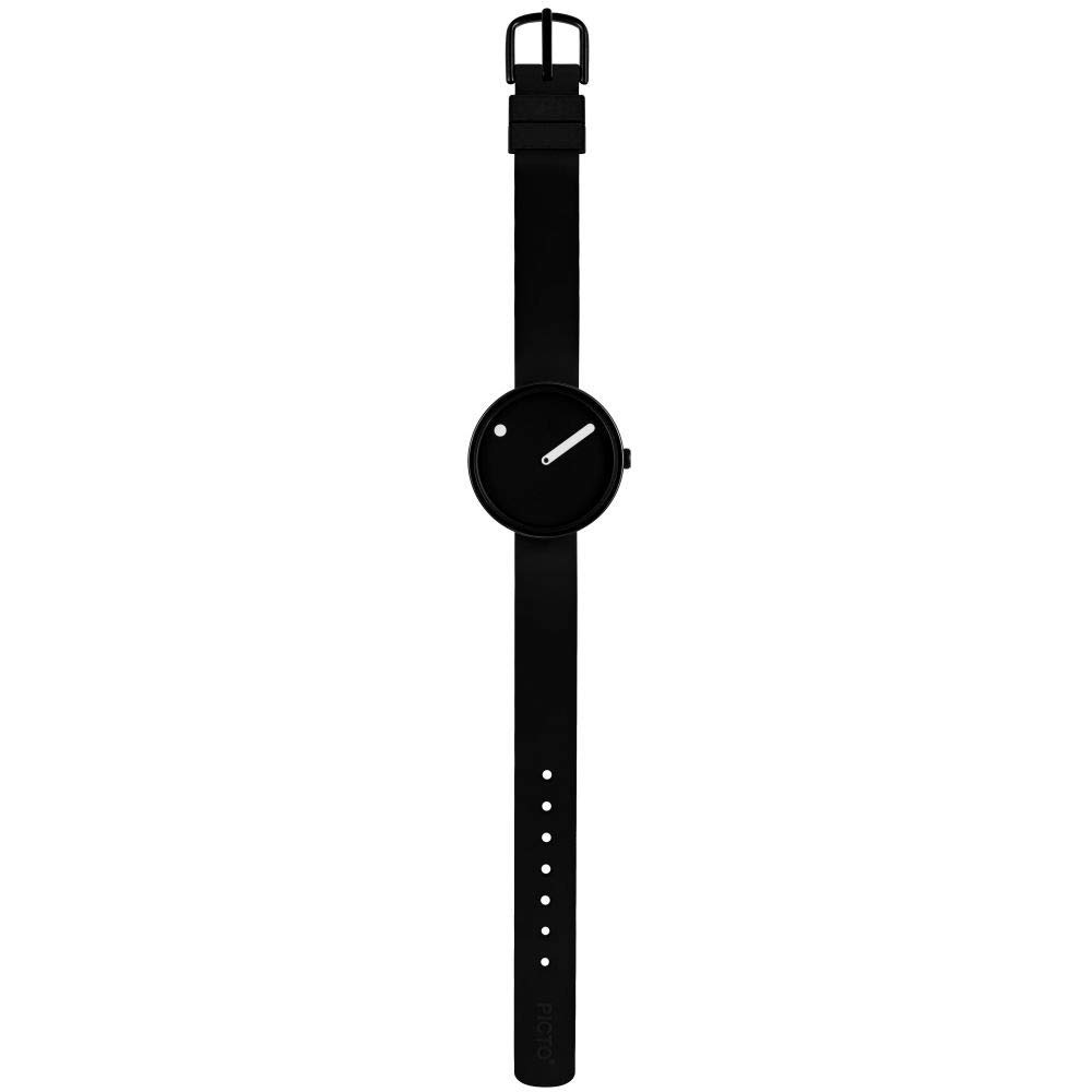 Picto Ladies Watch 30mm Black Stainless Steel Case with Black Dial and Black Silicone Strap 43360-0112B