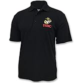 Armed Forces Gear Men's US Marine Corps Performance Polo - Official Licensed US Marine Corps Shirts for Men (Black)