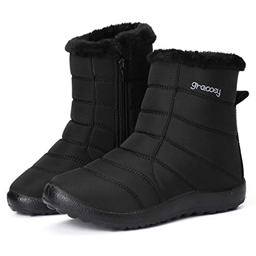 Camfosy Women's Ankle Snow Boots Winter Warm Waterproof Booties Fur Lined Anti-Slip Short Boots Fash - //medicalbooks.filipinodoctors.org