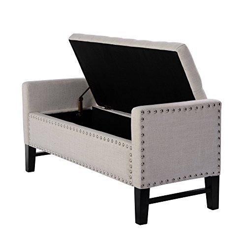 Buy Iconic Home Jesse Modern Button Tufted Cream White Linen Storage Bench Online at desertcartUAE