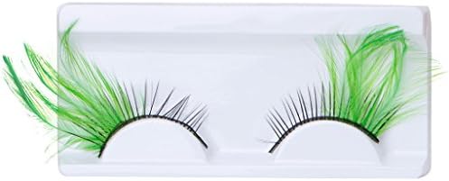 DSYbeauty 1 Pair False Eyelashes, Lengthen Colorful Feather in End of Eyes, Make up Eye Lash, Halloween Xmas Show Masquerade (Green)