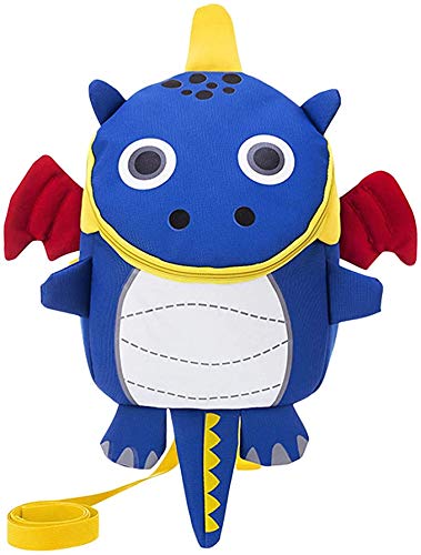 ITODA Kids Toddlers Cute Dinosaur Walking Safety Harness Backpack Walker's Bag With Reins Belts Travel Racksack Cartoon Nursery School Bag Daypack for Boys Girls for 1-7Years Old
