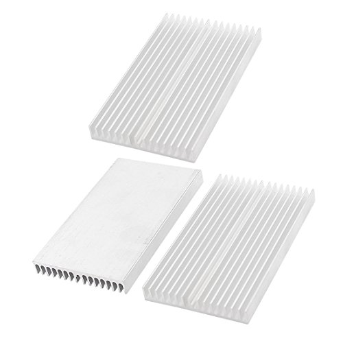 3 Pcs Silver Tone Aluminium Radiator Heatsink Heat Sink 100x60x10mm