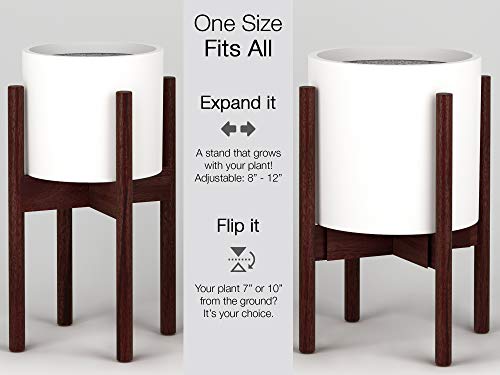 Fox & Fern Indoor Plant Stand - Adjustable Width 8" up to 12" - Dark Walnut - EXCLUDING Plant Pot - Thumbnail 4