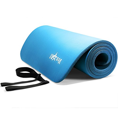 YES4ALL 1/2-Inch Extra Thick High 72-Inch Long High Density NBR Exercise Yoga Mat for Pilates, Fitness & Workout with Carrying Strap