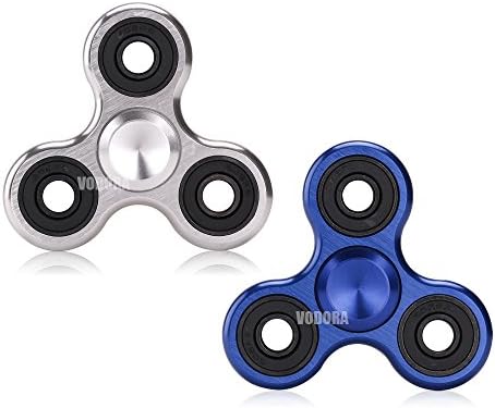 Vodora 5Minutes High Speed Spin Addited Tri-bar Fidget Spinners Metal Wire Drawing for Children, Smoker, Mope Color Silver