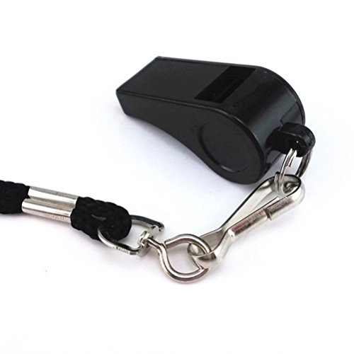 TOYMYTOY 24pcs Plastic Loud Whistles for Emergency Referee Coaches Training Sports with Lanyard (Black)