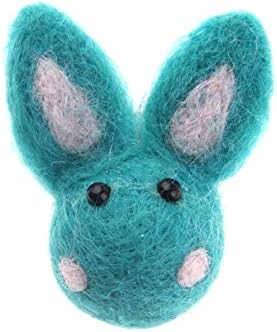 Zasy Dry Needle Felt Rabbit Bunnies Wool Felt Miniature Animal Cartoon Ornament DIY Craft Home Easter Decor (Turquoise)