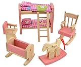 Glamorway Baby Kids Play Pretend Toy Design Wooden Doll Furniture Dollhouse Miniature Toy Children Gifts for Bunk Bed