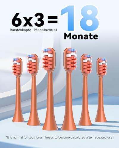 Escova de dentes TF Sonic Electric com limpeza e secagem UV, estação de carregamento sem fios, 5 modos de limpeza, 6 cabeças de substituição, copo incluído e IPX7 resistente à água (laranja)