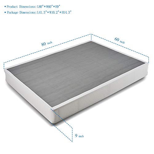HOMUS 9 Inch High Profile Strong Steel Structure Box Spring/Easy Assembly Smart Mattress Base/Foundation Queen