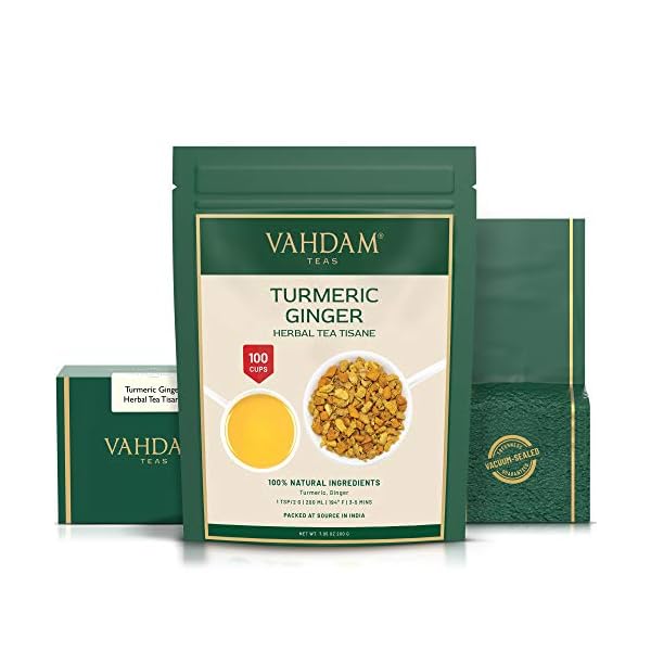 VAHDAM, Kurkuma Ingwer KrÃ¤utertee Tisane (100g) 100% NatÃ¼rliche Zutaten | Kurkuma Tee Und Ingwer Tee | Als HeiÃ- Oder Eistee AufbrÃ¼hen | Loser Tee – Bild 6