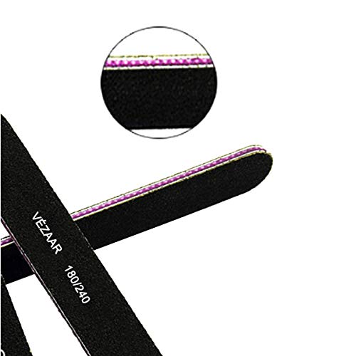 VÉZAAR Nail Files Emery Board, 10PCS Nail Polish Remover Black Washable Double Sided 180/240 Grit Sanding Pads for Manicurist, Nail Salons, Personal Nail Care, Art DIY - Thumbnail 6